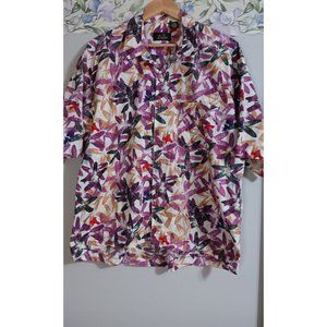 At Ease XL Colorful Vintage Bird Travel Event Occasion Button Up Classic Shirt